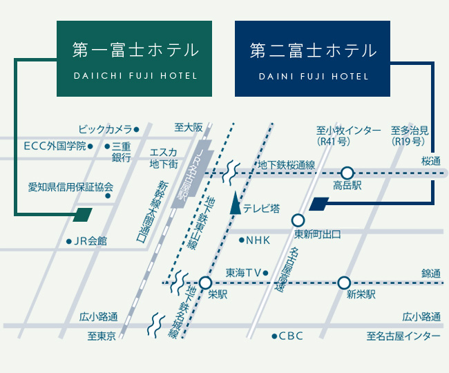 第一富士ホテル・第二富士ホテルのアクセスマップ